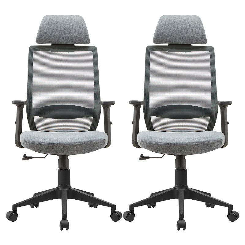 Modern Mesh Office Chair Adjustable Seat Height Desk Chair with Wheels 2 Piece Set Clearhalo 'furn' 'furn_office_chair' 'Furniture' 'Office Chairs' 'Office Furniture' 'office_chair' 6447443