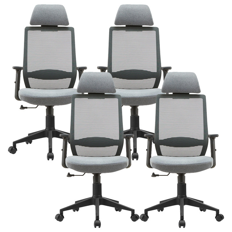 Modern Mesh Office Chair Adjustable Seat Height Desk Chair with Wheels 4 Piece Set Clearhalo 'furn' 'furn_office_chair' 'Furniture' 'Office Chairs' 'Office Furniture' 'office_chair' 6447444