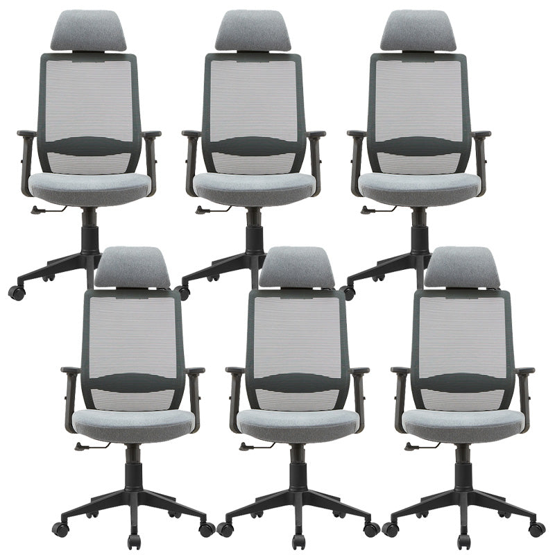 Modern Mesh Office Chair Adjustable Seat Height Desk Chair with Wheels 6 Piece Set Clearhalo 'furn' 'furn_office_chair' 'Furniture' 'Office Chairs' 'Office Furniture' 'office_chair' 6447446