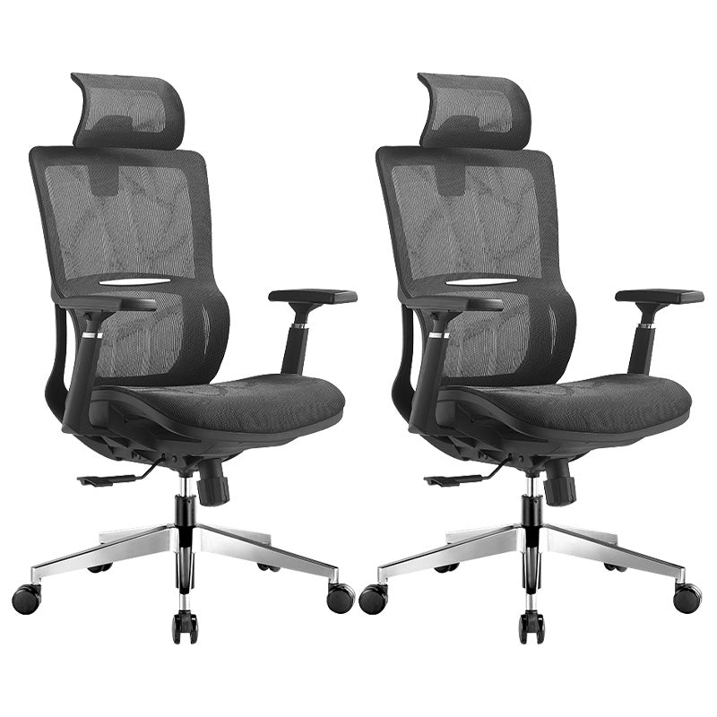 Modern Black Office Chair Adjustable Seat Height Desk Chair with Wheels 2 Piece Set Clearhalo 'furn' 'furn_office_chair' 'Furniture' 'Office Chairs' 'Office Furniture' 'office_chair' 6447457