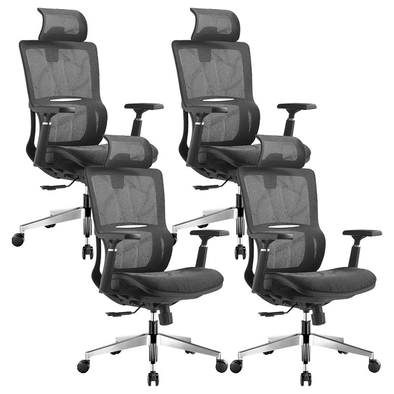 Modern Black Office Chair Adjustable Seat Height Desk Chair with Wheels 4 Piece Set Clearhalo 'furn' 'furn_office_chair' 'Furniture' 'Office Chairs' 'Office Furniture' 'office_chair' 6447459