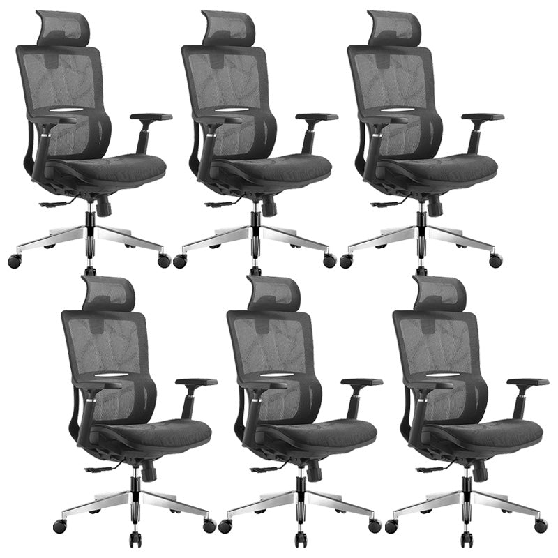 Modern Black Office Chair Adjustable Seat Height Desk Chair with Wheels 6 Piece Set Clearhalo 'furn' 'furn_office_chair' 'Furniture' 'Office Chairs' 'Office Furniture' 'office_chair' 6447461