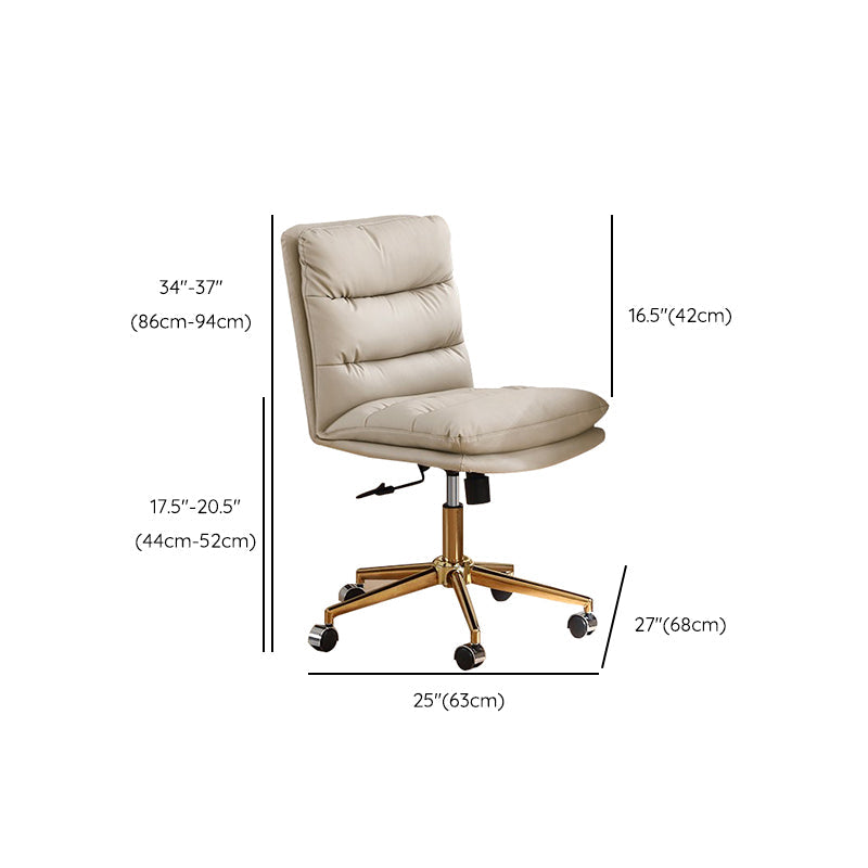 Modern Desk Chair Leather Computer Chair Mid-Back Chair with Wheels/No Wheels Clearhalo 'furn' 'furn_office_chair' 'Furniture' 'Office Chairs' 'Office Furniture' 'office_chair' 6447556
