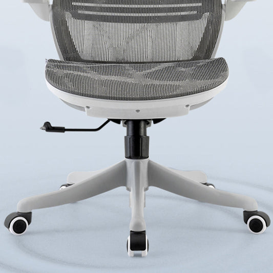 Modern Desk Chair Mesh Computer Chair in Gray Mid-Back Chair with Wheels