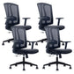 Modern Desk Chair Mesh Computer Chair in Black/Red/Orange High-Back Chair with Wheels Black 4 Piece Set Clearhalo 'furn' 'furn_office_chair' 'Furniture' 'Office Chairs' 'Office Furniture' 'office_chair' 6447583