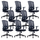 Modern Desk Chair Mesh Computer Chair in Black/Red/Orange High-Back Chair with Wheels Black 8 Piece Set Clearhalo 'furn' 'furn_office_chair' 'Furniture' 'Office Chairs' 'Office Furniture' 'office_chair' 6447587