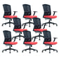 Modern Desk Chair Mesh Computer Chair in Black/Red/Orange High-Back Chair with Wheels Red 8 Piece Set Clearhalo 'furn' 'furn_office_chair' 'Furniture' 'Office Chairs' 'Office Furniture' 'office_chair' 6447595