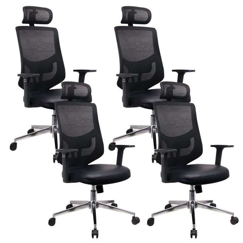 Modern Desk Chair Mesh Computer Chair for Office High-Back Chair with Wheels Black 4 Piece Set Clearhalo 'furn' 'furn_office_chair' 'Furniture' 'Office Chairs' 'Office Furniture' 'office_chair' 6447634