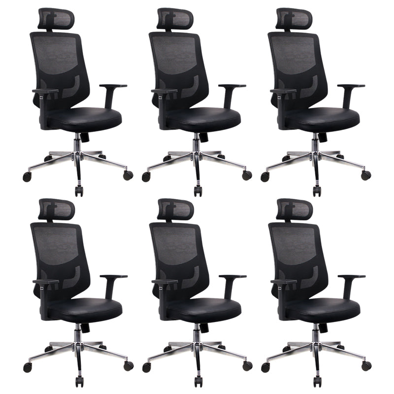 Modern Desk Chair Mesh Computer Chair for Office High-Back Chair with Wheels Black 6 Piece Set Clearhalo 'furn' 'furn_office_chair' 'Furniture' 'Office Chairs' 'Office Furniture' 'office_chair' 6447636