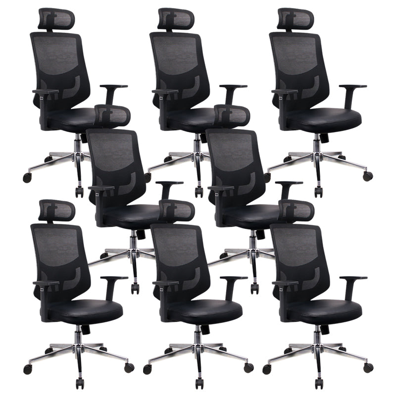 Modern Desk Chair Mesh Computer Chair for Office High-Back Chair with Wheels Black 8 Piece Set Clearhalo 'furn' 'furn_office_chair' 'Furniture' 'Office Chairs' 'Office Furniture' 'office_chair' 6447638