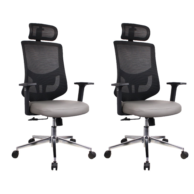 Modern Desk Chair Mesh Computer Chair for Office High-Back Chair with Wheels Gray 2 Piece Set Clearhalo 'furn' 'furn_office_chair' 'Furniture' 'Office Chairs' 'Office Furniture' 'office_chair' 6447643