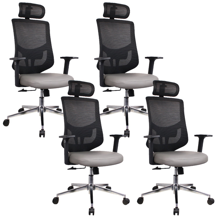 Modern Desk Chair Mesh Computer Chair for Office High-Back Chair with Wheels Gray 4 Piece Set Clearhalo 'furn' 'furn_office_chair' 'Furniture' 'Office Chairs' 'Office Furniture' 'office_chair' 6447644