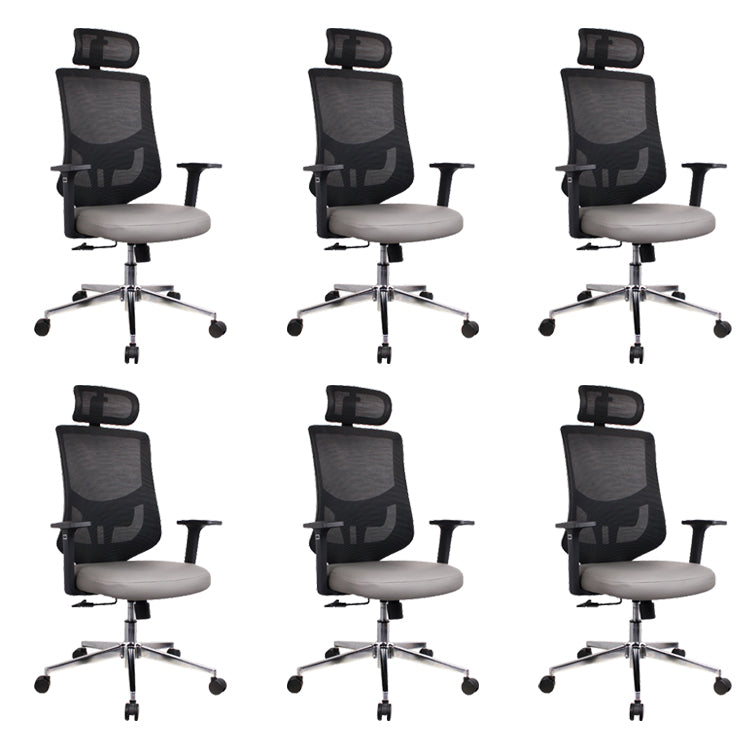 Modern Desk Chair Mesh Computer Chair for Office High-Back Chair with Wheels Gray 6 Piece Set Clearhalo 'furn' 'furn_office_chair' 'Furniture' 'Office Chairs' 'Office Furniture' 'office_chair' 6447645