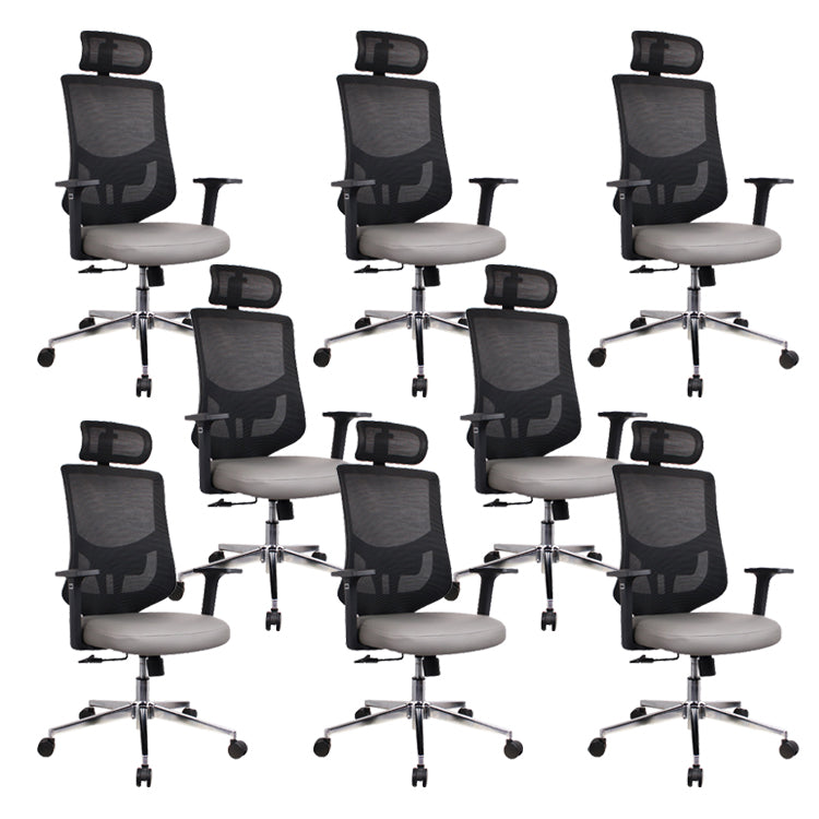 Modern Desk Chair Mesh Computer Chair for Office High-Back Chair with Wheels Gray 8 Piece Set Clearhalo 'furn' 'furn_office_chair' 'Furniture' 'Office Chairs' 'Office Furniture' 'office_chair' 6447646