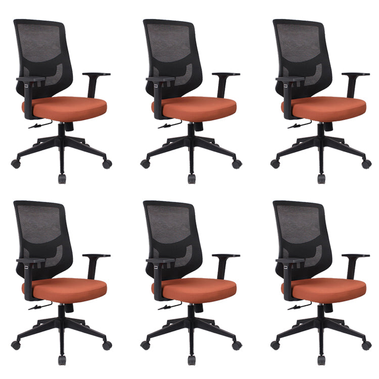 Modern Desk Chair Mesh Computer Chair for Office High-Back Chair with Wheels Red 6 Piece Set Clearhalo 'furn' 'furn_office_chair' 'Furniture' 'Office Chairs' 'Office Furniture' 'office_chair' 6447650