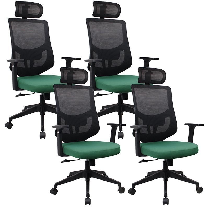 Modern Desk Chair Mesh Computer Chair for Office High-Back Chair with Wheels Green 4 Piece Set Clearhalo 'furn' 'furn_office_chair' 'Furniture' 'Office Chairs' 'Office Furniture' 'office_chair' 6447654