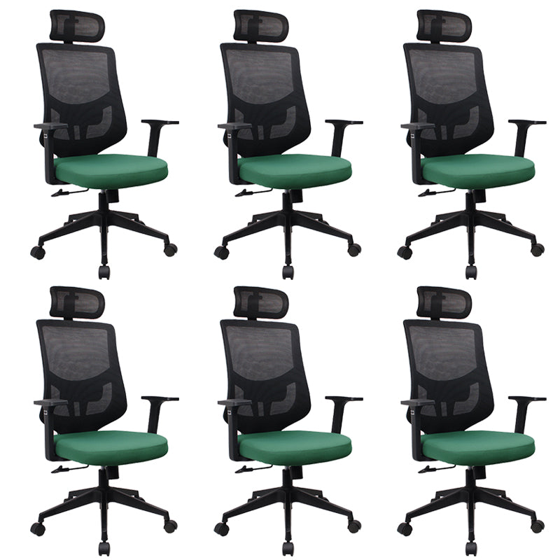 Modern Desk Chair Mesh Computer Chair for Office High-Back Chair with Wheels Green 6 Piece Set Clearhalo 'furn' 'furn_office_chair' 'Furniture' 'Office Chairs' 'Office Furniture' 'office_chair' 6447655