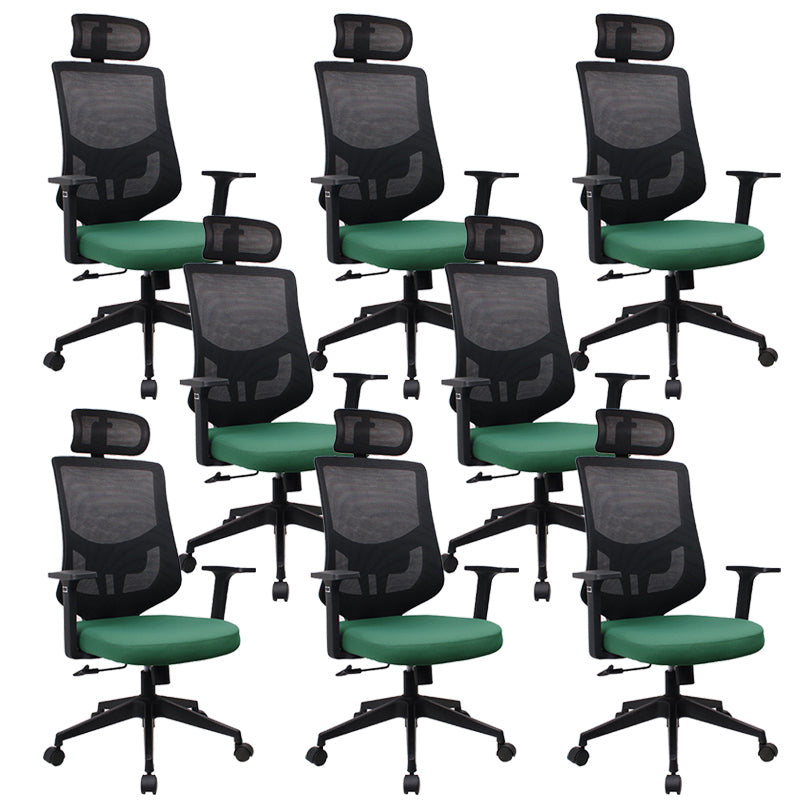 Modern Desk Chair Mesh Computer Chair for Office High-Back Chair with Wheels Green 8 Piece Set Clearhalo 'furn' 'furn_office_chair' 'Furniture' 'Office Chairs' 'Office Furniture' 'office_chair' 6447656