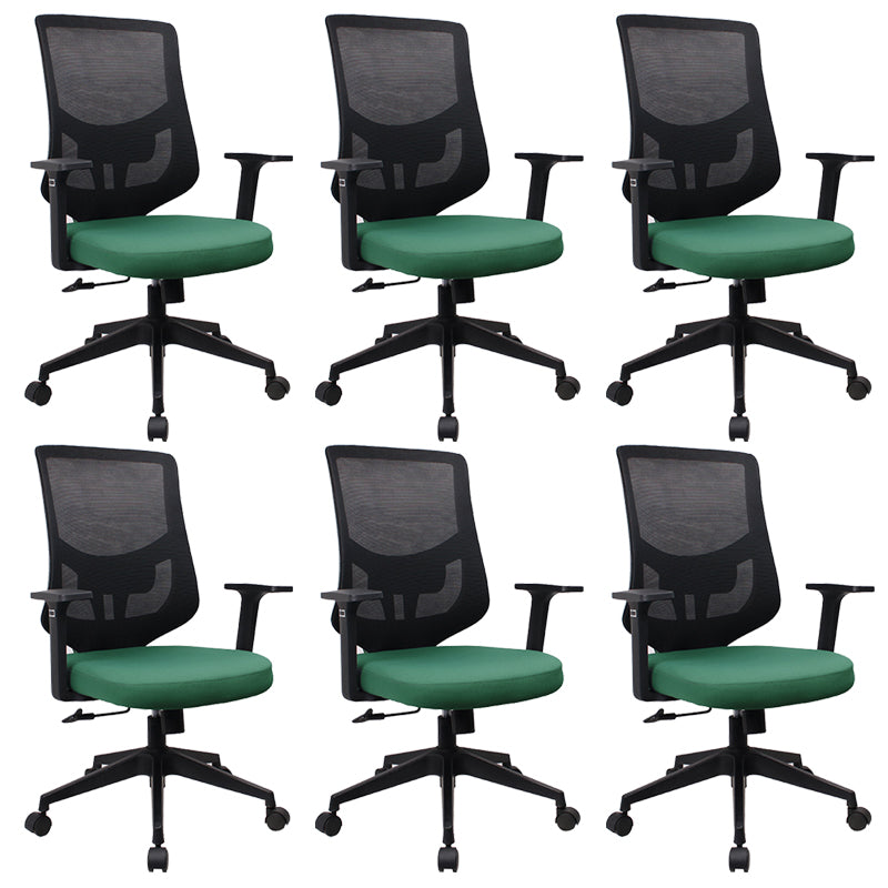 Modern Desk Chair Mesh Computer Chair for Office High-Back Chair with Wheels Light Green 6 Piece Set Clearhalo 'furn' 'furn_office_chair' 'Furniture' 'Office Chairs' 'Office Furniture' 'office_chair' 6447660