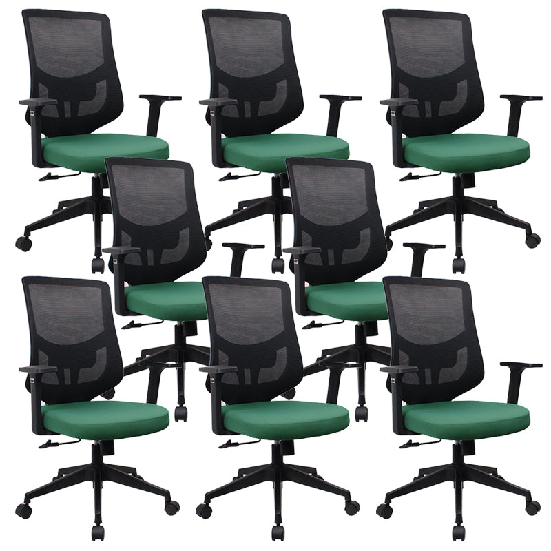 Modern Desk Chair Mesh Computer Chair for Office High-Back Chair with Wheels Light Green 8 Piece Set Clearhalo 'furn' 'furn_office_chair' 'Furniture' 'Office Chairs' 'Office Furniture' 'office_chair' 6447661