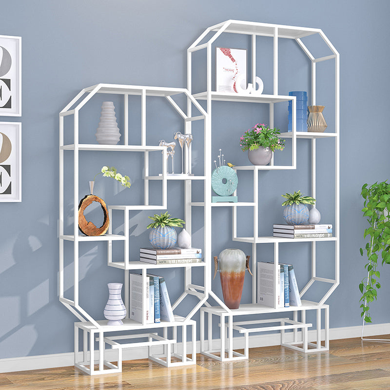 Industrial Open Back Bookshelf Etagere Metal Bookcase with Shelves