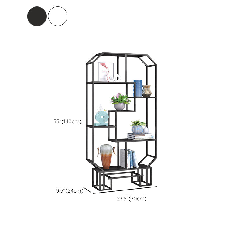 Industrial Open Back Bookshelf Etagere Metal Bookcase with Shelves