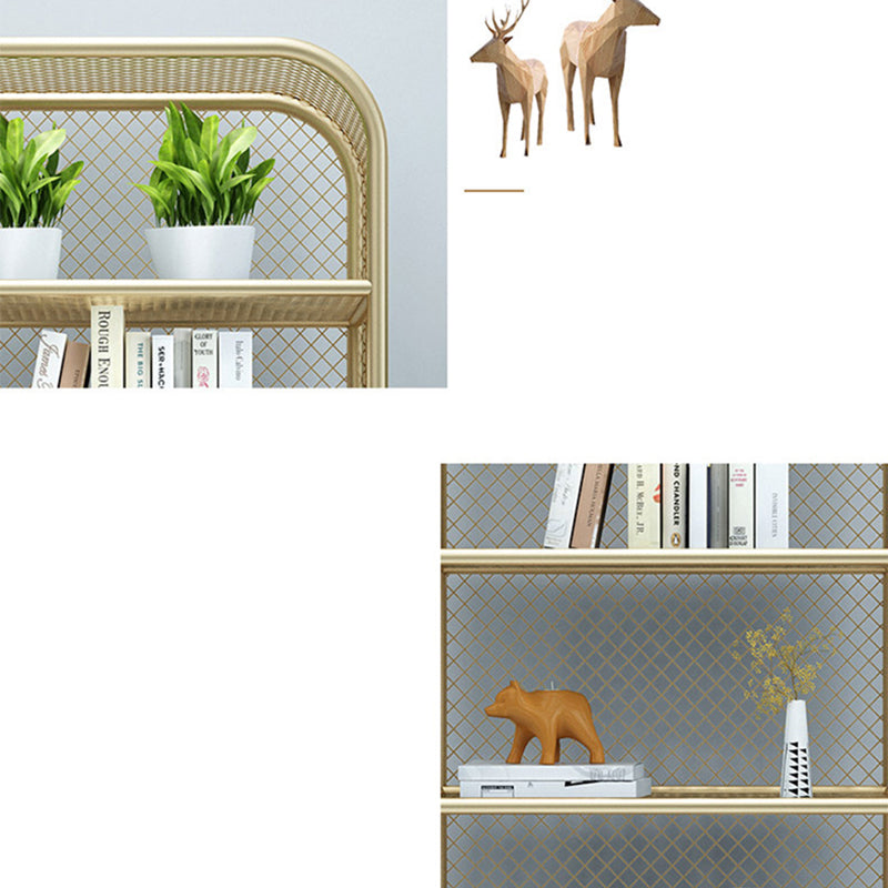 Glam Antique Finish Shelf Bookcase Standard Metal Bookshelf with Shelves Clearhalo 'Bookcases' 'furn' 'furn_bookcases' 'Furniture' 'Office Furniture' 6447759