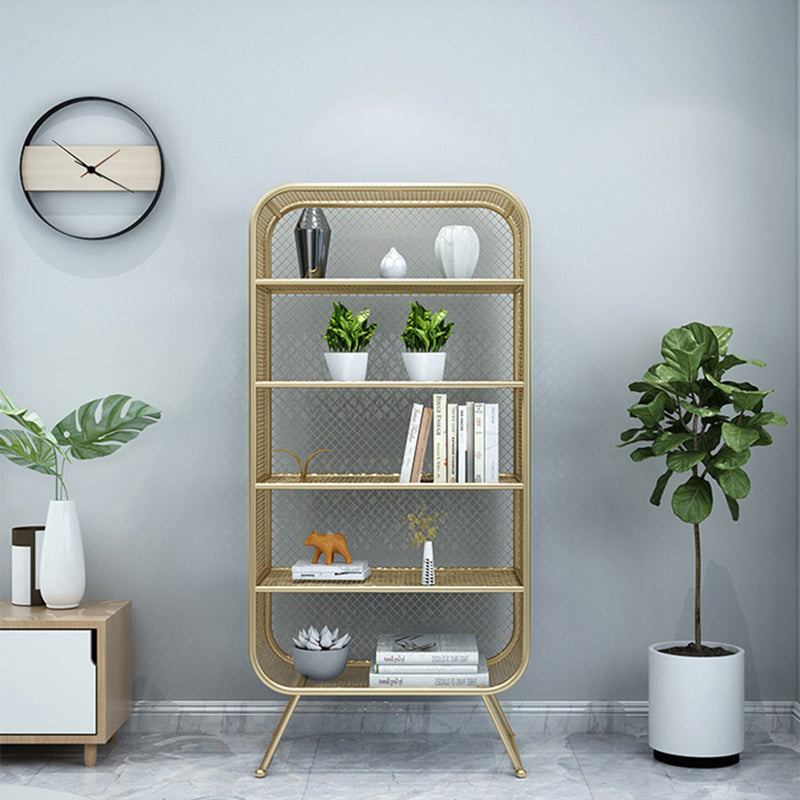 Glam Antique Finish Shelf Bookcase Standard Metal Bookshelf with Shelves Clearhalo 'Bookcases' 'furn' 'furn_bookcases' 'Furniture' 'Office Furniture' 6447762