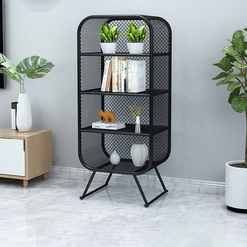 Glam Antique Finish Shelf Bookcase Standard Metal Bookshelf with Shelves 31.5"L x 13.8"W x 59.1"H Black Clearhalo 'Bookcases' 'furn' 'furn_bookcases' 'Furniture' 'Office Furniture' 6447763