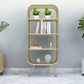 Glam Antique Finish Shelf Bookcase Standard Metal Bookshelf with Shelves 31.5"L x 13.8"W x 59.1"H Gold Clearhalo 'Bookcases' 'furn' 'furn_bookcases' 'Furniture' 'Office Furniture' 6447765
