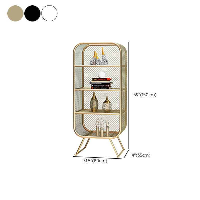 Glam Antique Finish Shelf Bookcase Standard Metal Bookshelf with Shelves Clearhalo 'Bookcases' 'furn' 'furn_bookcases' 'Furniture' 'Office Furniture' 6447766