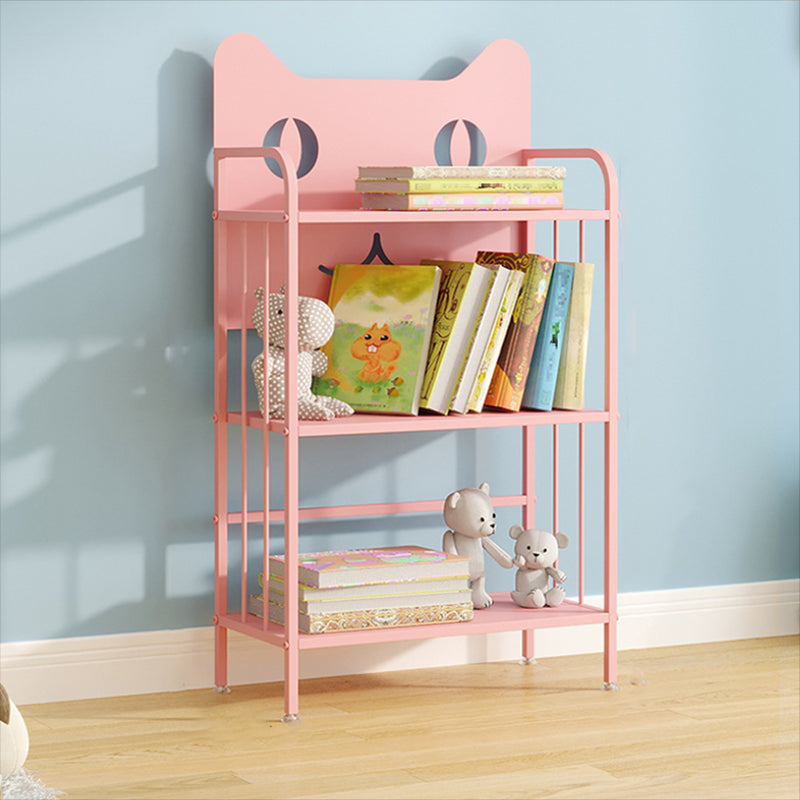 Scandinavian Standard Bookcase Metal Open Back Bookshelf with Shelves 23.6"L x 11"W x 43.3"H Pink Clearhalo 'Bookcases' 'furn' 'furn_bookcases' 'Furniture' 'Office Furniture' 6447807