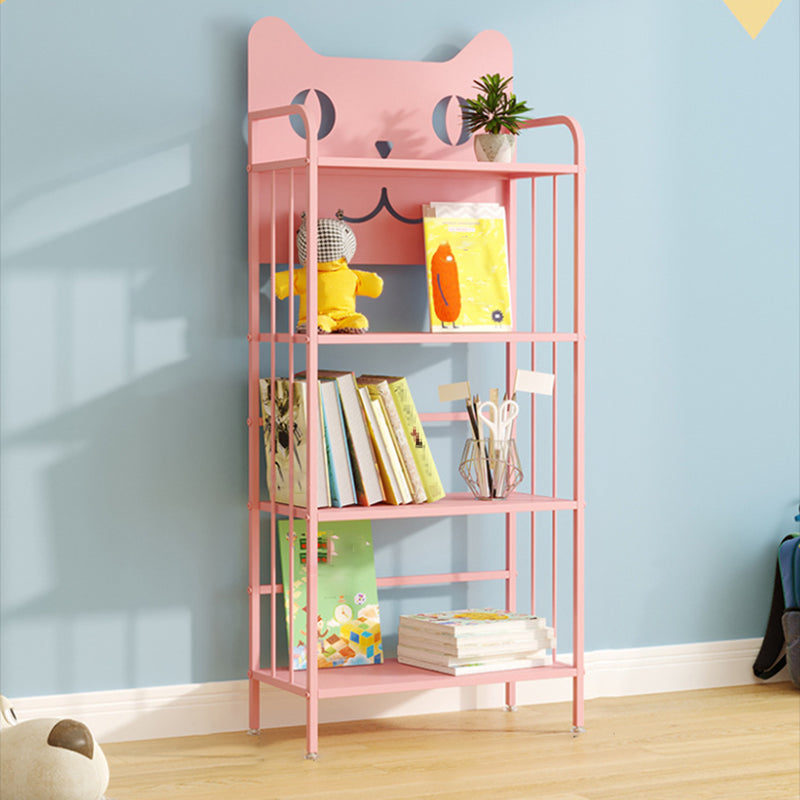 Scandinavian Standard Bookcase Metal Open Back Bookshelf with Shelves 23.6"L x 11"W x 55.1"H Pink Clearhalo 'Bookcases' 'furn' 'furn_bookcases' 'Furniture' 'Office Furniture' 6447814