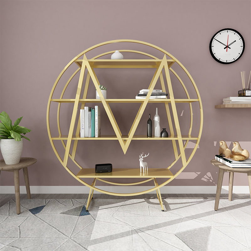 Glam 4 Shelves Bookcase Etagere Metal Open Back Bookshelf with Shelves Gold Clearhalo 'Bookcases' 'furn' 'furn_bookcases' 'Furniture' 'Office Furniture' 6447847