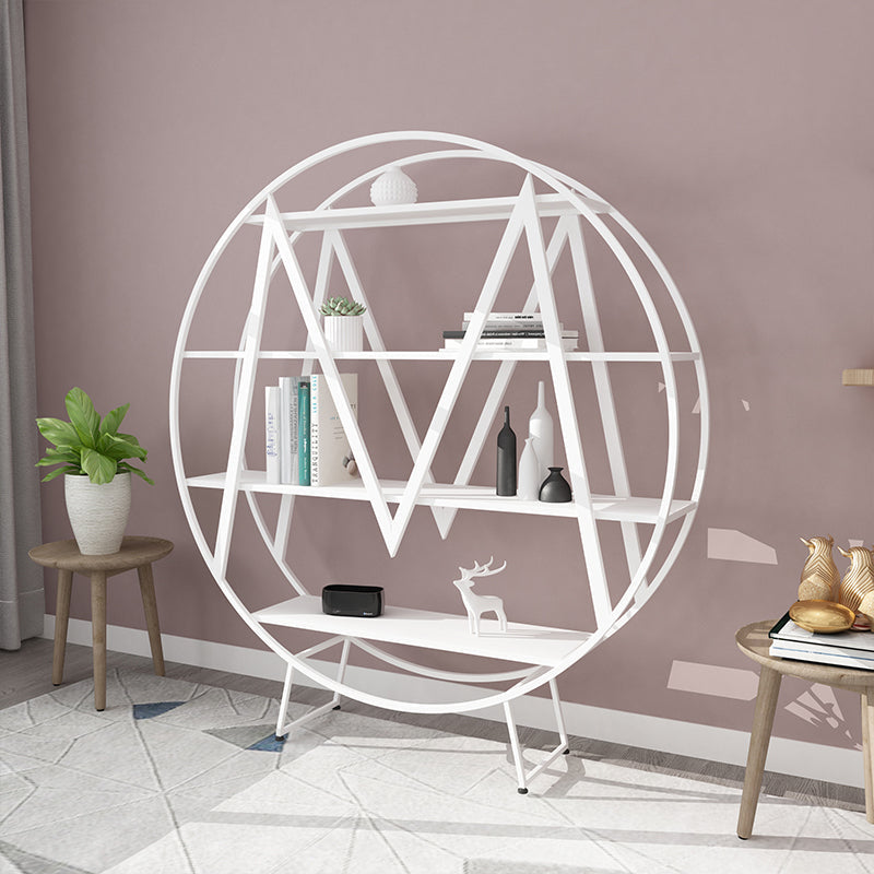 Glam 4 Shelves Bookcase Etagere Metal Open Back Bookshelf with Shelves White Clearhalo 'Bookcases' 'furn' 'furn_bookcases' 'Furniture' 'Office Furniture' 6447849