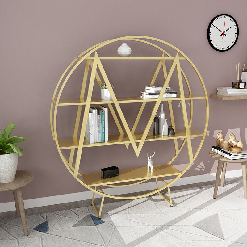 Glam 4 Shelves Bookcase Etagere Metal Open Back Bookshelf with Shelves 55"L x 11"W x 61"H Gold Clearhalo 'Bookcases' 'furn' 'furn_bookcases' 'Furniture' 'Office Furniture' 6447850