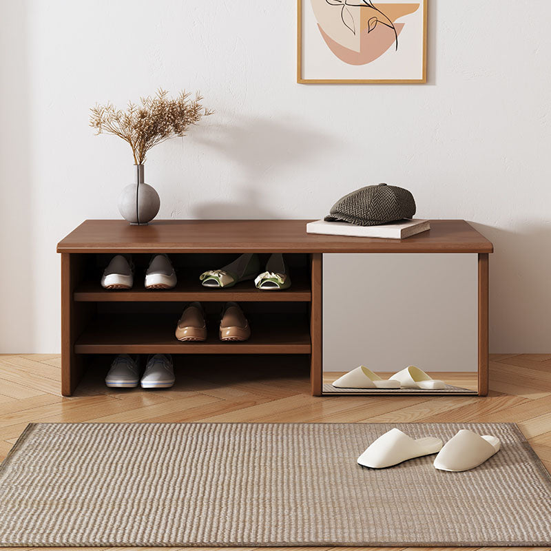 Modern Rubber Wood Bench Rectangle Home Storage Seating Bench with Legs Nut-Brown Clearhalo 'Benches' 'Chairs & Seating' 'furn' 'furn_benches' 'Furniture' 'Living Room Furniture' 6447920