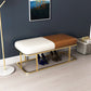 Mid-Century Modern Upholstered Bench Bedroom Seating Bench in Brown and White with Legs Gold Clearhalo 'Benches' 'Chairs & Seating' 'furn' 'furn_benches' 'Furniture' 'Living Room Furniture' 6447950