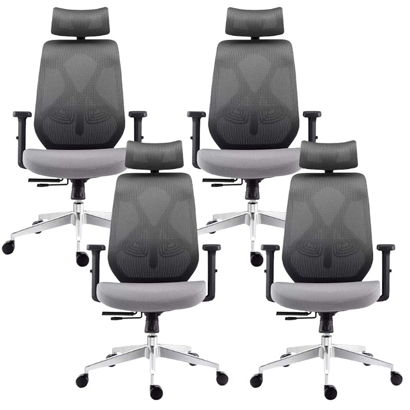 Modern Desk Chair Mesh Swivel Office Chair High-Back Chair with Wheels 4 Piece Set Black Clearhalo 'furn' 'furn_office_chair' 'Furniture' 'Office Chairs' 'Office Furniture' 'office_chair' 6447971