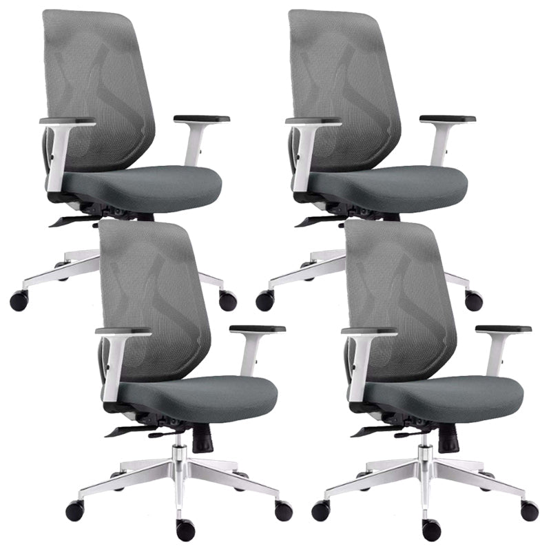 Modern Desk Chair Mesh Swivel Office Chair High-Back Chair with Wheels 4 Piece Set Gray Clearhalo 'furn' 'furn_office_chair' 'Furniture' 'Office Chairs' 'Office Furniture' 'office_chair' 6447979