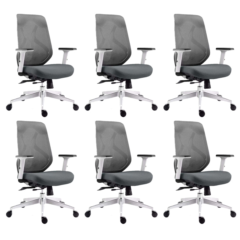 Modern Desk Chair Mesh Swivel Office Chair High-Back Chair with Wheels 6 Piece Set Gray Clearhalo 'furn' 'furn_office_chair' 'Furniture' 'Office Chairs' 'Office Furniture' 'office_chair' 6447981