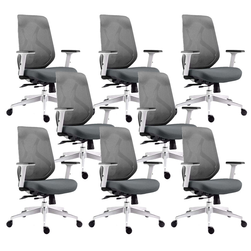 Modern Desk Chair Mesh Swivel Office Chair High-Back Chair with Wheels 8 Piece Set Gray Clearhalo 'furn' 'furn_office_chair' 'Furniture' 'Office Chairs' 'Office Furniture' 'office_chair' 6447982
