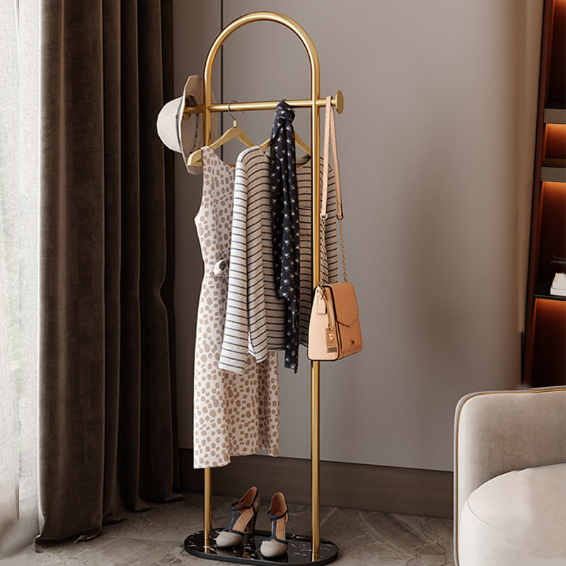 Modern Coat Rack Double Coat Hooks Metal Coat Rack with Marble Bottom Clearhalo 'Entry & Mudroom Furniture' 'furn' 'furn_hall_tree_coat_racks' 'Furniture' 'Hall Trees & Coat Racks' 'hall_tree_coat_racks' 6448070