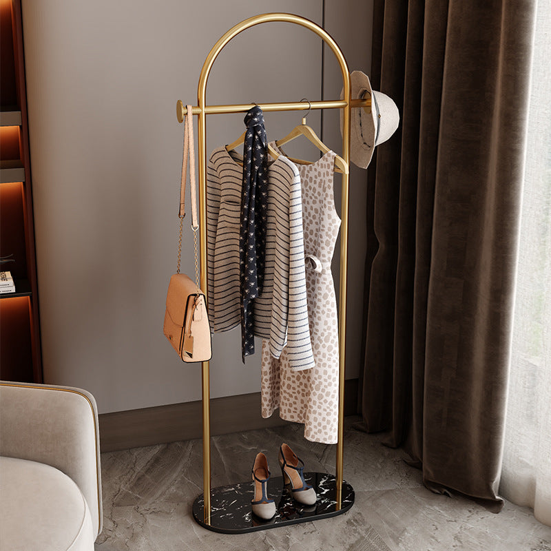 Modern Coat Rack Double Coat Hooks Metal Coat Rack with Marble Bottom Clearhalo 'Entry & Mudroom Furniture' 'furn' 'furn_hall_tree_coat_racks' 'Furniture' 'Hall Trees & Coat Racks' 'hall_tree_coat_racks' 6448075