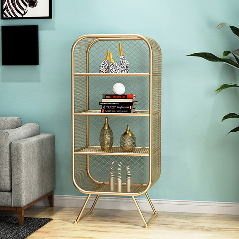 Glam Antique Finish Shelf Bookcase Standard Metal Bookshelf with Shelves Clearhalo 'Bookcases' 'furn' 'furn_bookcases' 'Furniture' 'Office Furniture' 6448145