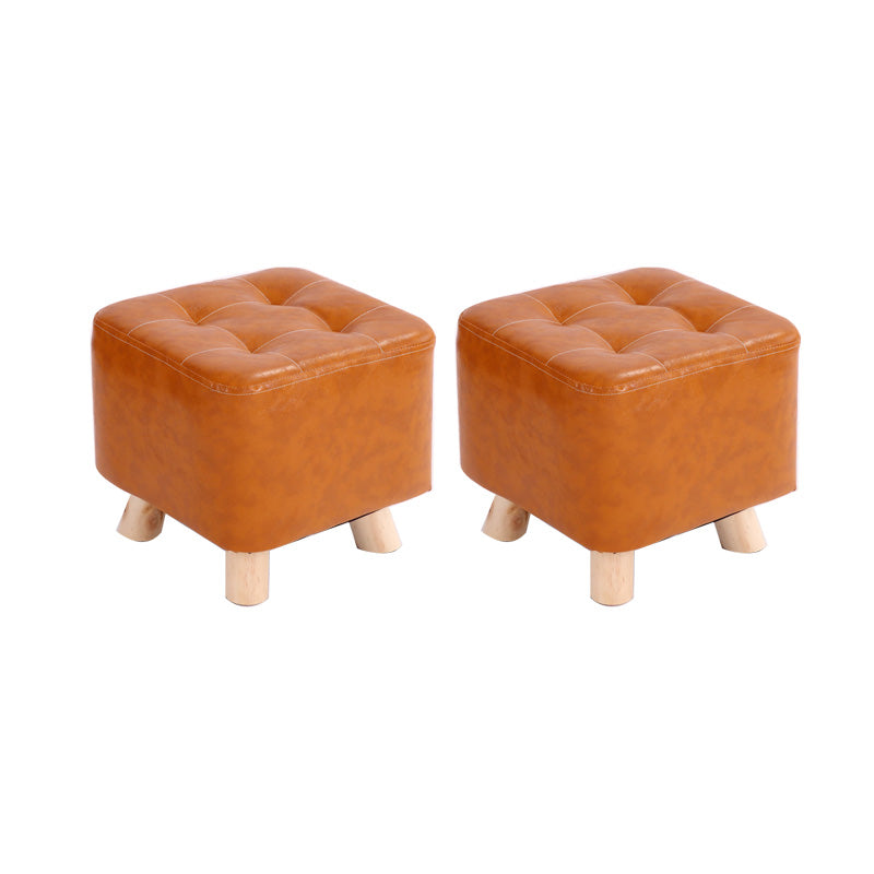 Water Resistant Pouf Tufted Whole Colored Square Faux Leather Pouf Stool 11.4"L x 11.4"W x 9.8"H Amber 2 Piece Set Clearhalo 'furn' 'furn_ottomans_poufs' 'Furniture' 'Living Room Furniture' 'Ottomans & Poufs' 'ottomans_poufs' 6448164