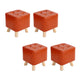 Water Resistant Pouf Tufted Whole Colored Square Faux Leather Pouf Stool 11"L x 11"W x 12"H Orange 4 Piece Set Clearhalo 'furn' 'furn_ottomans_poufs' 'Furniture' 'Living Room Furniture' 'Ottomans & Poufs' 'ottomans_poufs' 6448171
