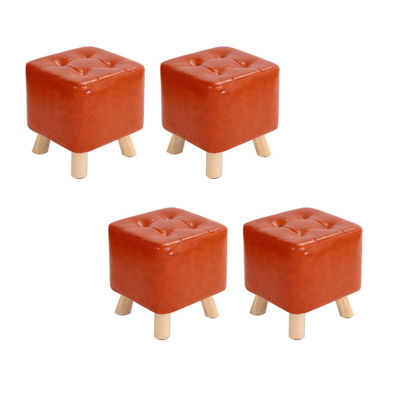 Water Resistant Pouf Tufted Whole Colored Square Faux Leather Pouf Stool 11"L x 11"W x 12"H Orange 4 Piece Set Clearhalo 'furn' 'furn_ottomans_poufs' 'Furniture' 'Living Room Furniture' 'Ottomans & Poufs' 'ottomans_poufs' 6448171