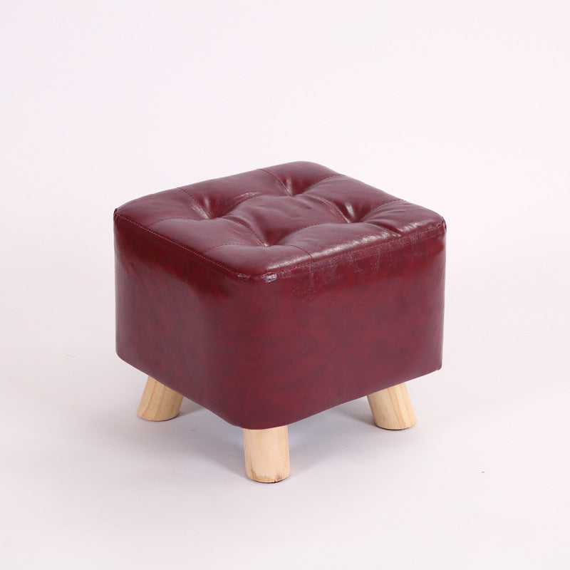 Water Resistant Pouf Tufted Whole Colored Square Faux Leather Pouf Stool 11.4"L x 11.4"W x 9.8"H Burgundy 1 Piece Clearhalo 'furn' 'furn_ottomans_poufs' 'Furniture' 'Living Room Furniture' 'Ottomans & Poufs' 'ottomans_poufs' 6448186