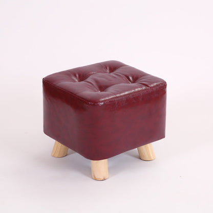 Water Resistant Pouf Tufted Whole Colored Square Faux Leather Pouf Stool 11.4"L x 11.4"W x 9.8"H Burgundy 1 Piece Clearhalo 'furn' 'furn_ottomans_poufs' 'Furniture' 'Living Room Furniture' 'Ottomans & Poufs' 'ottomans_poufs' 6448186